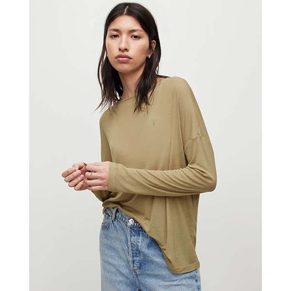 Allsaints Australia Womens Francesco Rita Ramskull T-Shirt Olive Green AU35-734